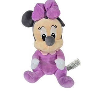 Disney Parks 12" Baby Minnie Mouse Stuffed Plush Doll Pink and Gray